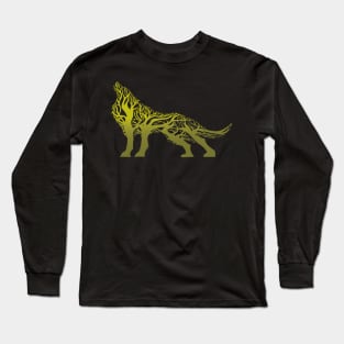 Wolf tree blend cute cool colorful Long Sleeve T-Shirt